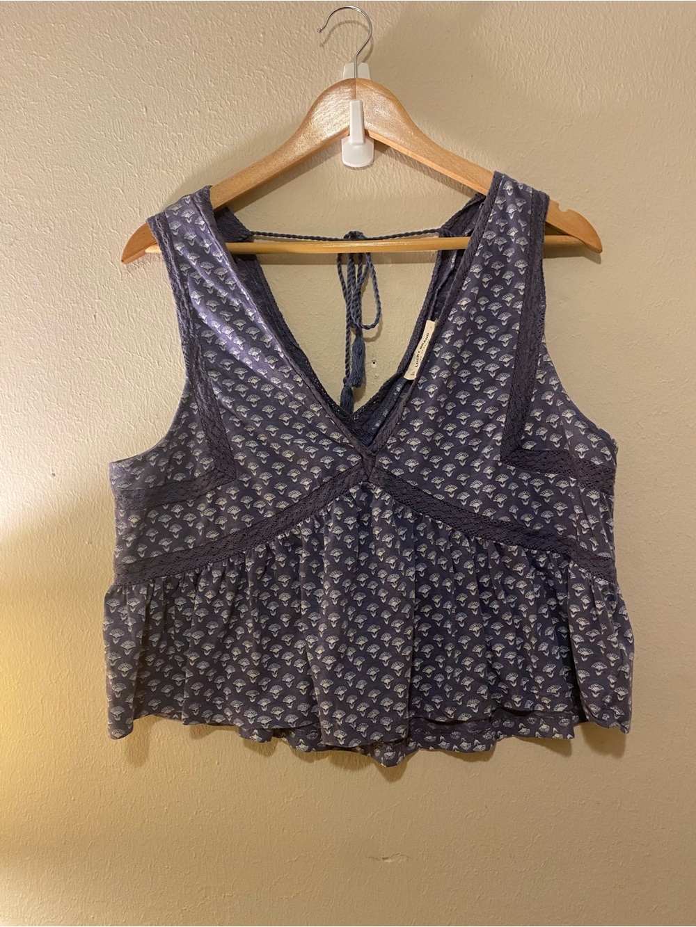 Women’s Lucky Brand Floral Lace Cropped Babydol Tank SzL